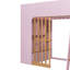 Lit mezzanine simple avec tablettes, lit mezzanine en bois avec échelle et tablettes de rangement, rose et chêne naturel-133682834-133682842