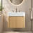 24 In. Floating Bathroom Vanity With Integrated Solid Surface Sink