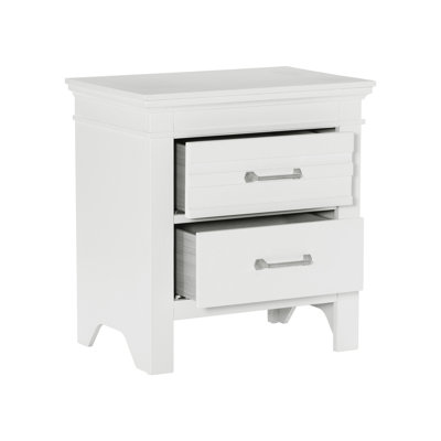 Table de chevet blanche de style transitionnel à 2 tiroirs avec assemblage à queue d'aronde et glissières métalliques