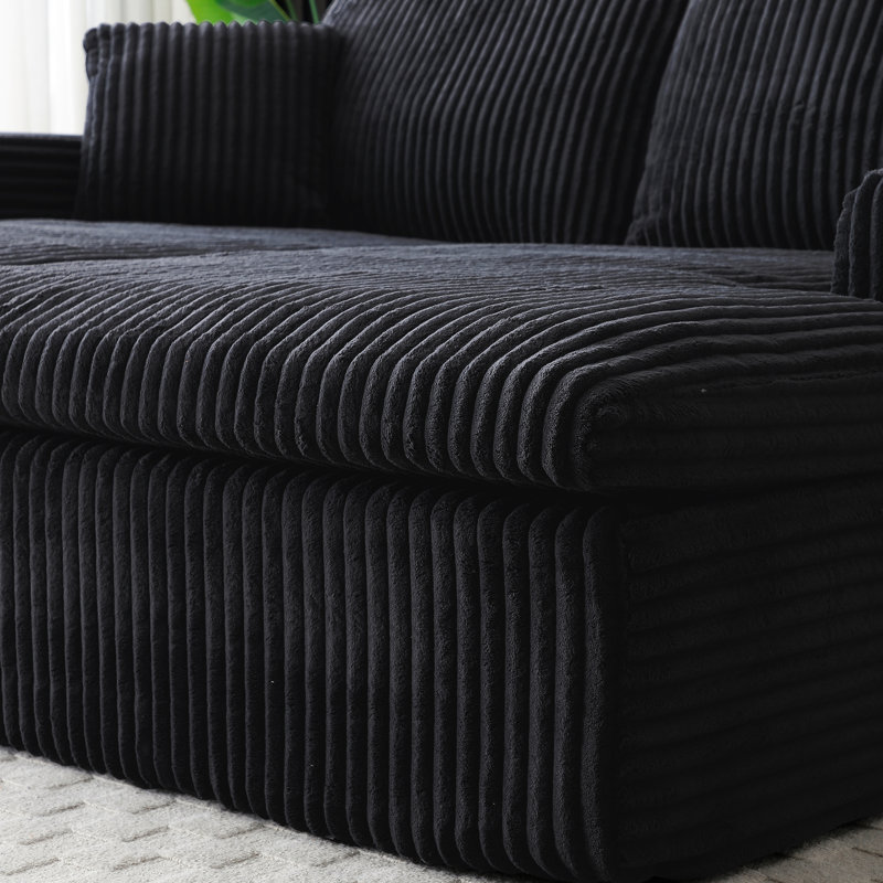 Chaise longue d'intérieur 64 po x 46 po, chaise de lecture ergonomique confortable avec fausse fourrure en nuage et ressorts ensachés, pour chambre à coucher, fourrure de lit noir, convient pour regarder des films dans le cinéma maison,