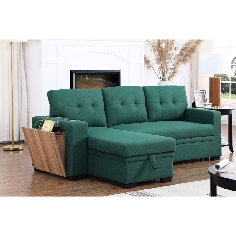3 canapé modulaire en mélange de lin - salon pratique et tendance avec méridienne coulissante, rangement, coussins de dossier amovibles, pieds noirs, rangement rembourré, coussins de 3, 94,18 po x 52,45 po