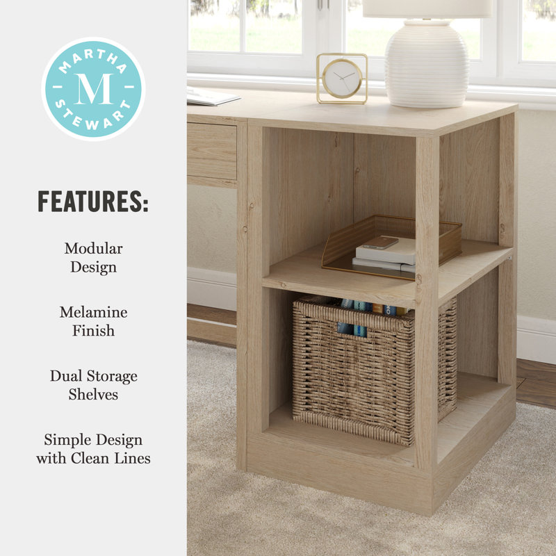 Martha Stewart Kayden Home Office Modular 2 Tier Open Bookshelf, Brown
