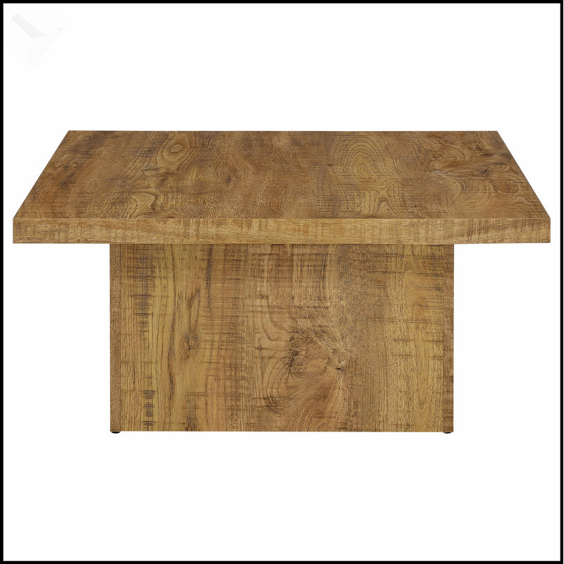 Table basse carrée Exeter Mango avec plateau spacieux et fabrication durable, parfaite pour les intérieurs rustiques et modernes.