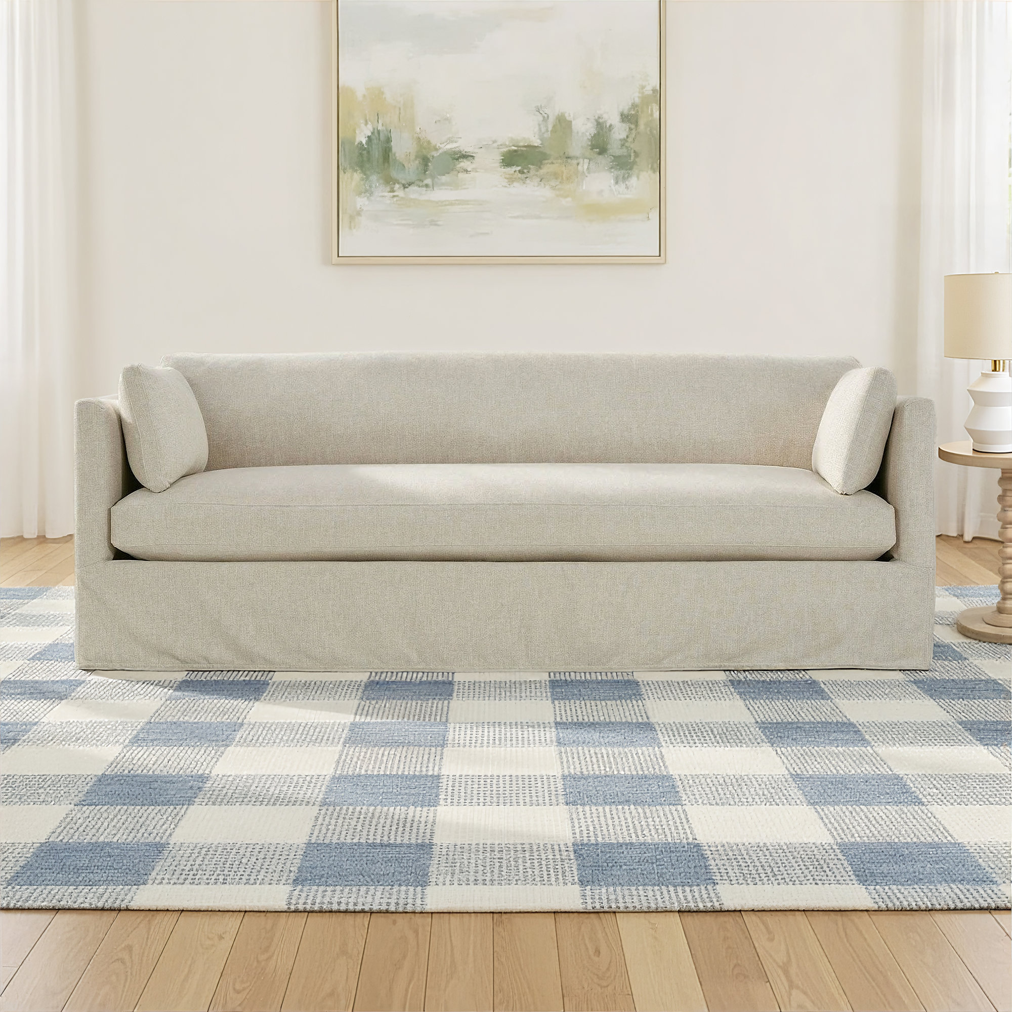 Madeline 90" Slipcovered Sofa, Natural Linen (11615-19)