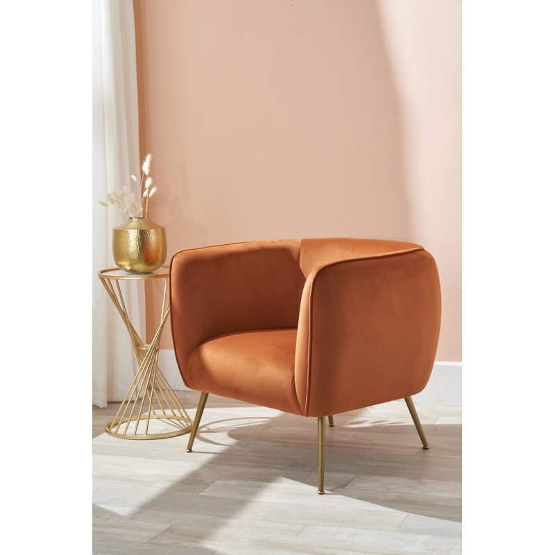 Krol Velvet Barrel Chair, Orange