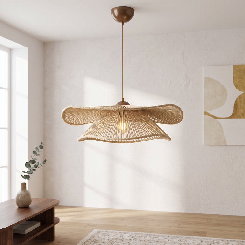 Lustre bohémien sculpté en macramé 1 lumière