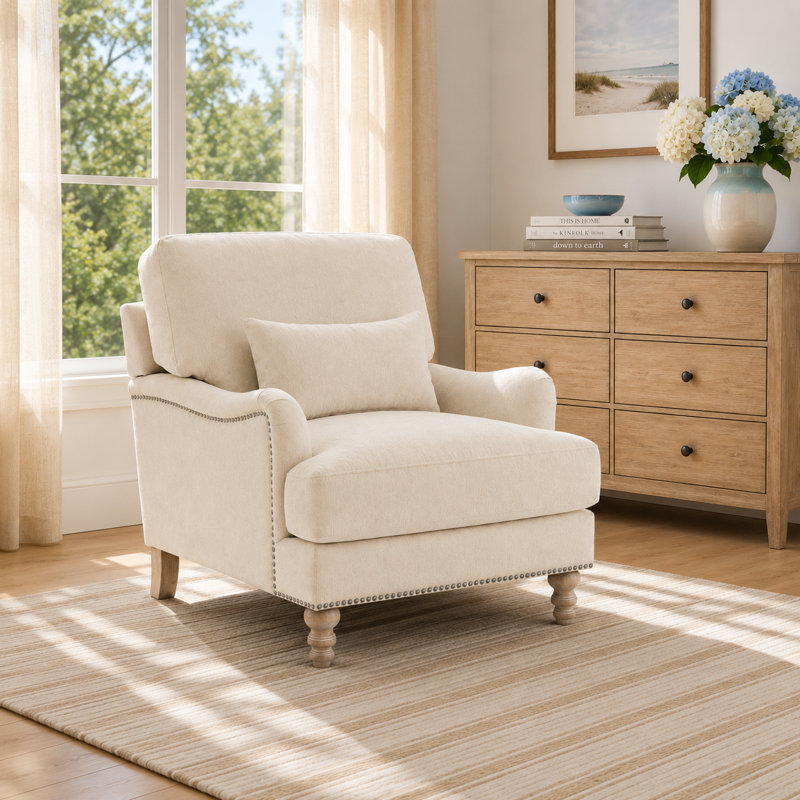 Yero Upholstered Accent Chair, Lin chaud