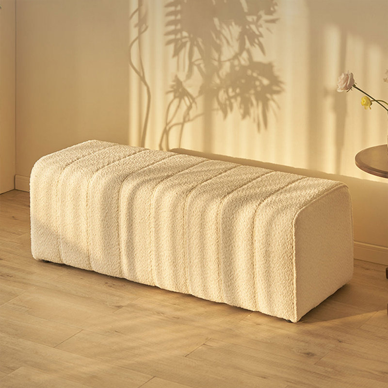 Banc long blanc en velours pour chambre à coucher, Blanc