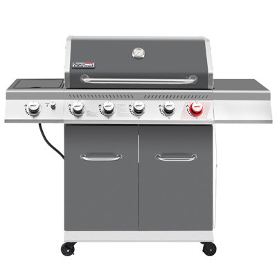 Royal Gourmet 5-Burner Gas Grill with Sear Burner & Side Burner, 64,000 BTU Gas Grill, Grey
