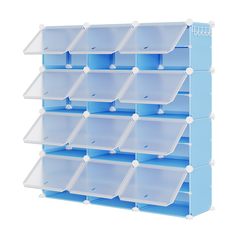 24 Pair Shoe Rack, 44 cm H x 23 cm W x 33 cm D, Blue