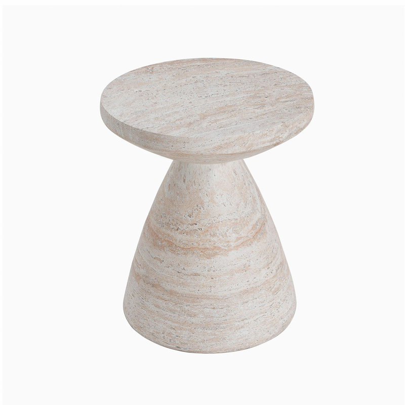 Table d'appoint d'extérieur / d'intérieur en béton léger, finition travertin