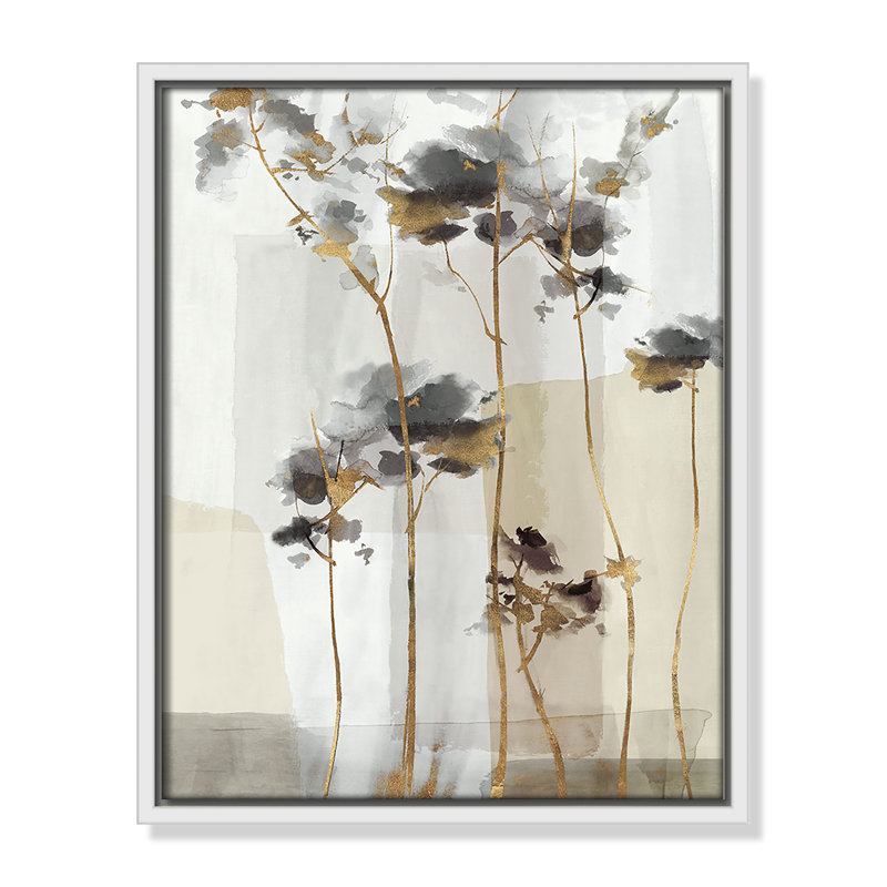 Impression Golden Zen II par Eva Watts, L 12,5 po x H 15,5 po, Toile avec cadre, White Floater
