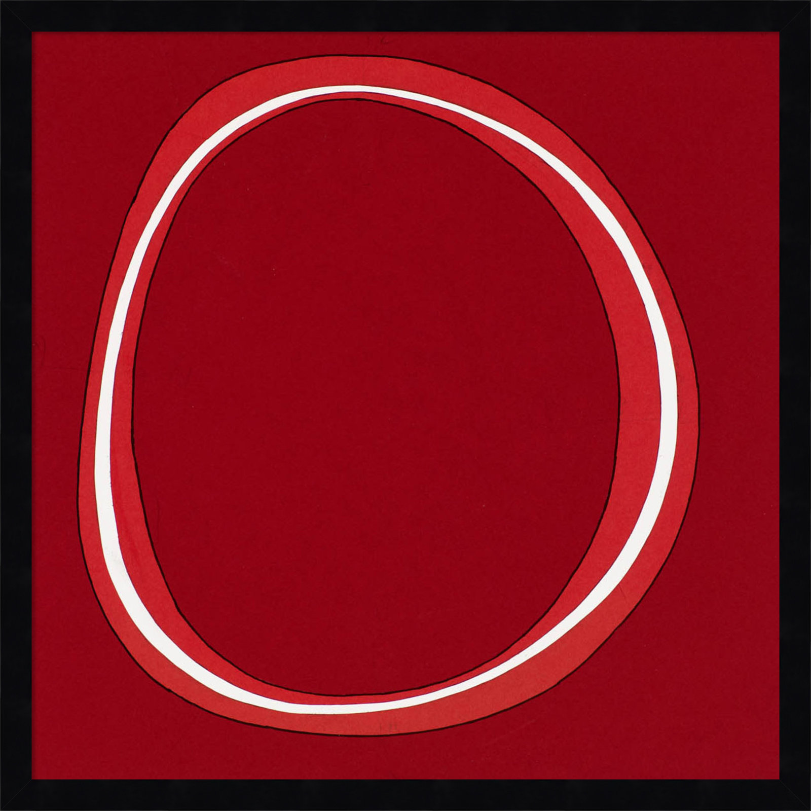 Red Circle Print by Alex Dunn, Black, 21" H x 21" W
