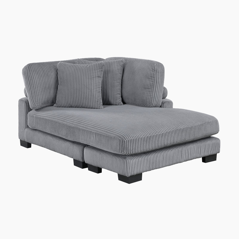 Brinsley 45" Modern & Contemporary Reversible Sofa Chaise with Elevated Channel Corduroy, Adjustable Backrests & Pocket Coil Comfort