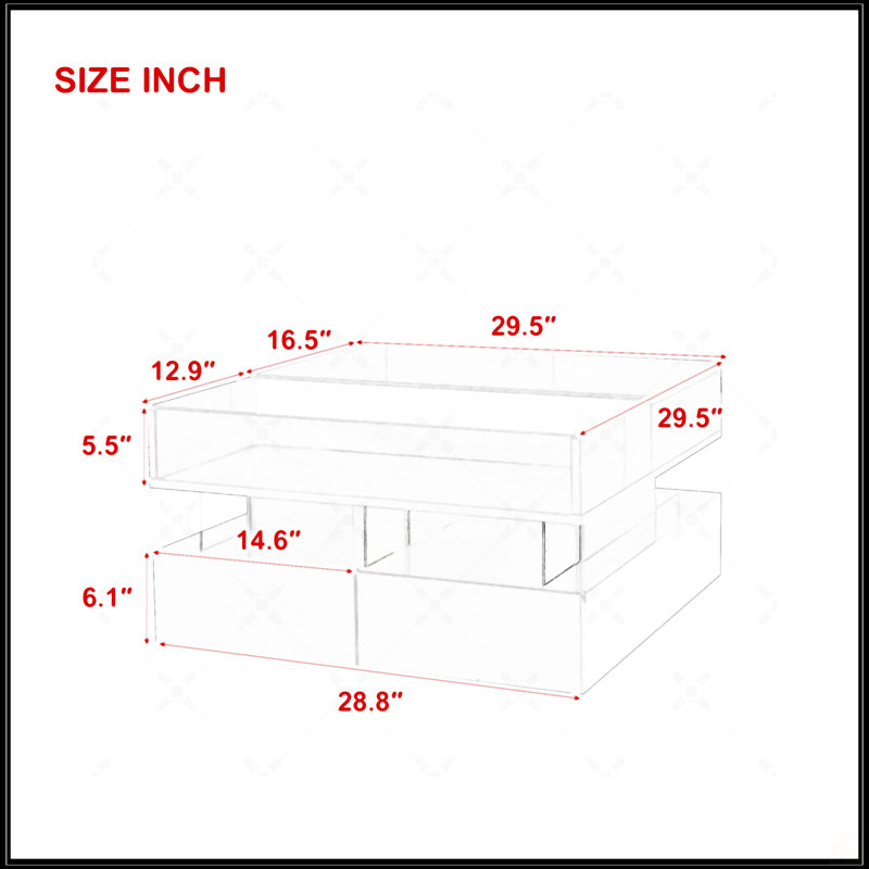 Table basse à plateau relevable avec 2 tiroirs, Noir