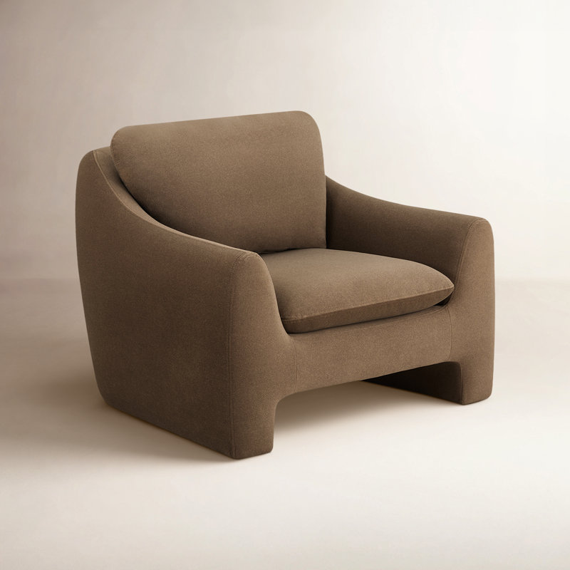 Fauteuil moderne rembourré Elodie, Polyester brun