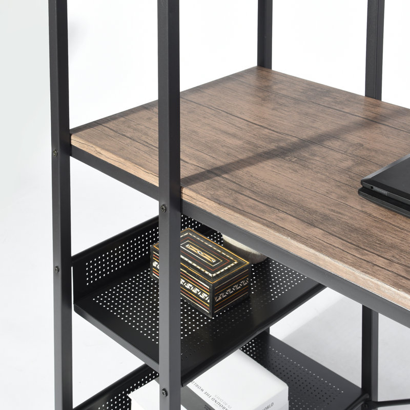 Charleena Metal Base Computer Desk, Old Wood/Black