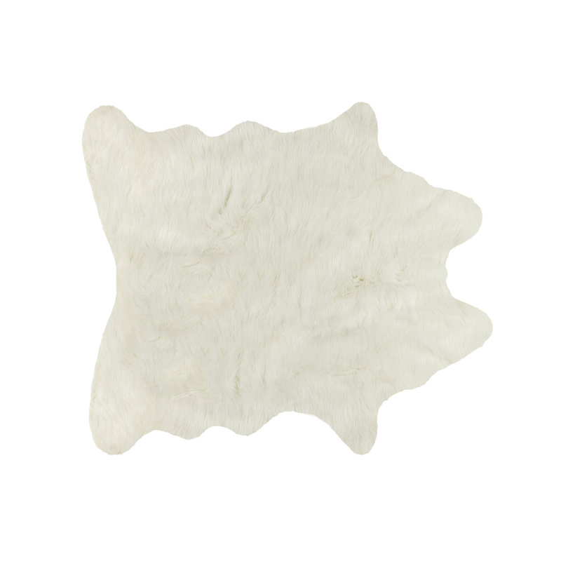Shela Faux Cowhide White Area Rug, 5.25' x  7.5'