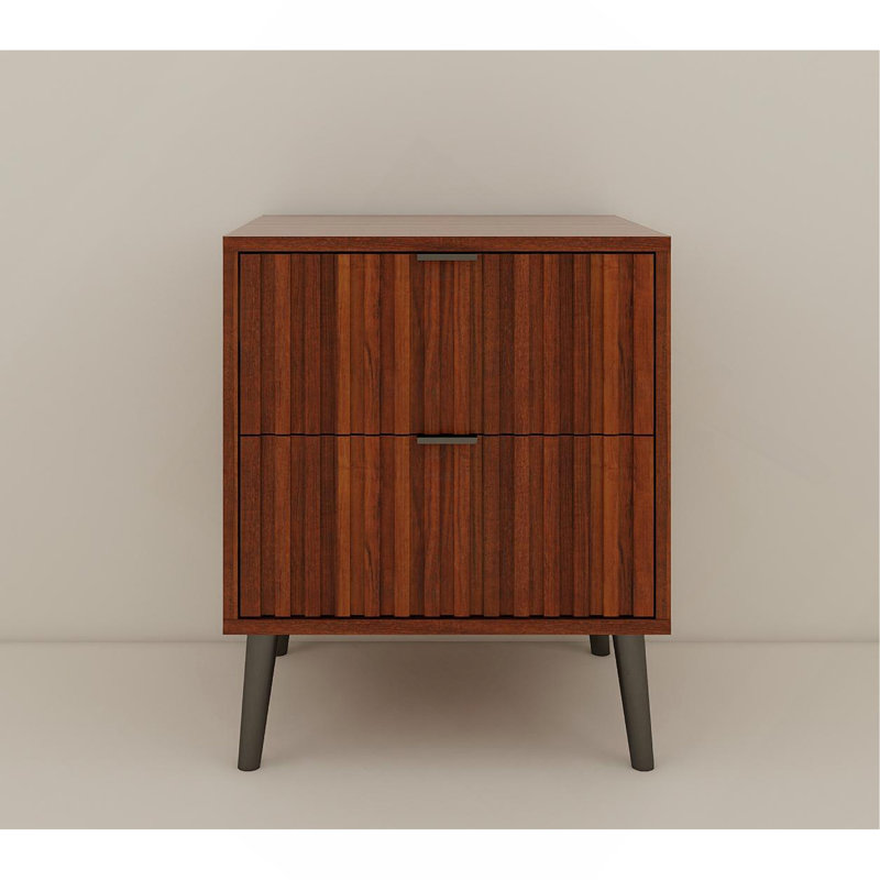 Table de chevet en bois avec 2 tiroirs