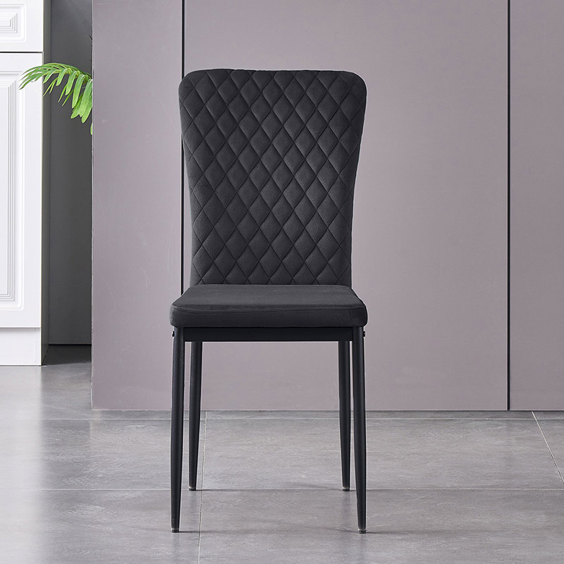 Velvet Upholstered Dining Chair Set High Back, Black