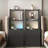 Modern Nightstand with Charging Station, Night Light &amp; Storage - Black-2119126447