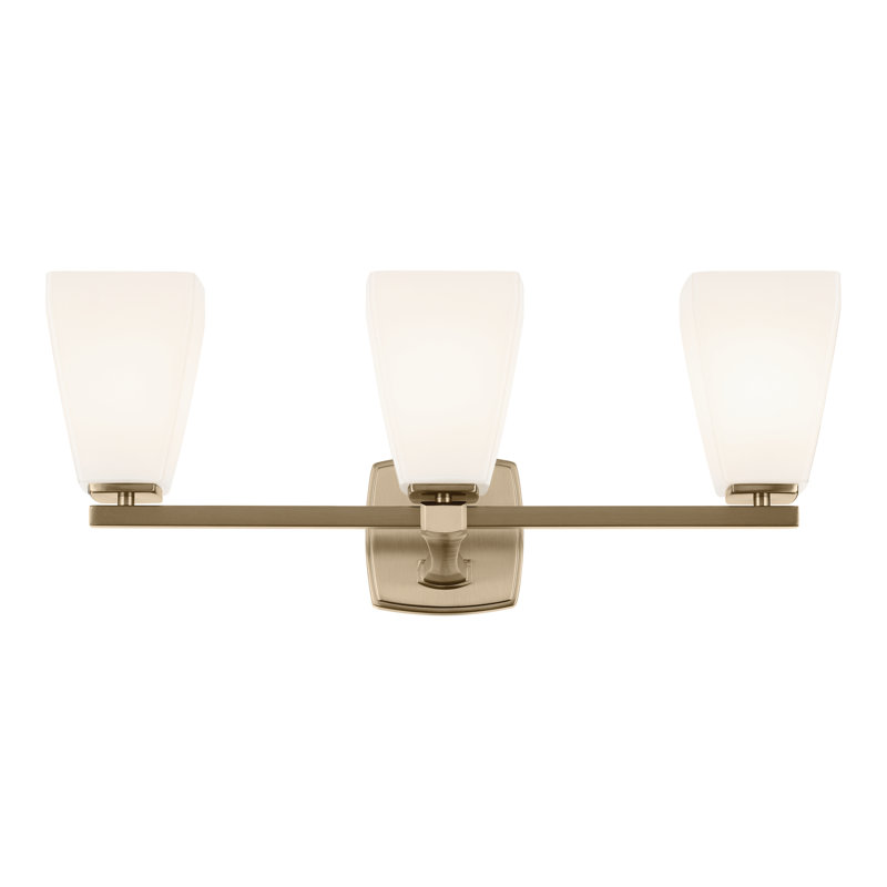 Éclairage pour salle de bain 3 lumières 23,75 po avec verre d'eau, Bronze, Opale gravée