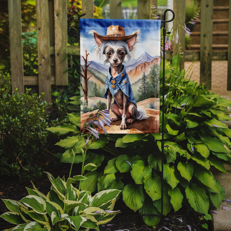 Drapeau Cowboy Welcome Garden, Chien chinois à crête