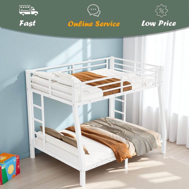 Lit superposé au-dessus de grand lit double en métal pour les adolescents et les adultes, peu encombrant / sans bruit de sommier