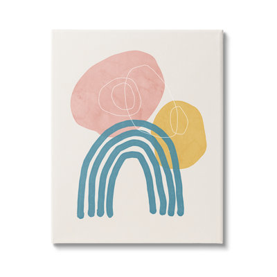 Abstrait sur arc-en-ciel, formes contemporaines douces, peinture sur toile tendue surdimensionnée par Nina Blue