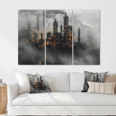 Grey Manufacturing Factories Power - Factories Wall Art Print Set