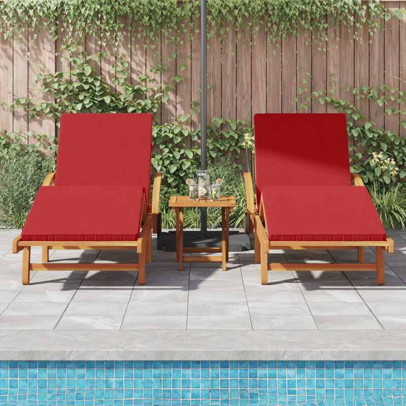 Chaise longue vidaXL 2 pièces en bois d'acacia massif rouge 200 x 67 x 84 cm