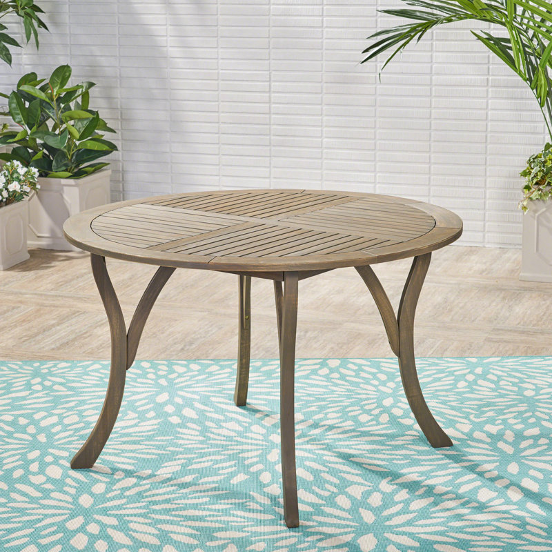 Table de patio en bois 46,19 po - Finition grise, élégante avec option
