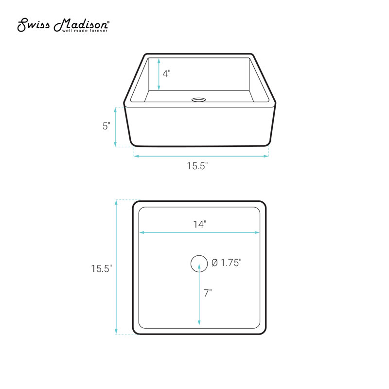 Lisse 15.5" Concrete Square Vessel Sink, Matte Taupe