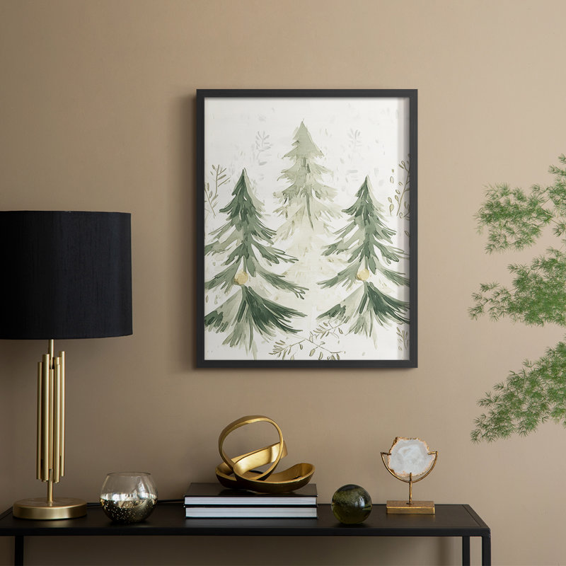 «Christmas Holiday Art CD III», reproduction encadrée - bois massif, H 21 po x l 17 po, Noir, noir, noir, noir