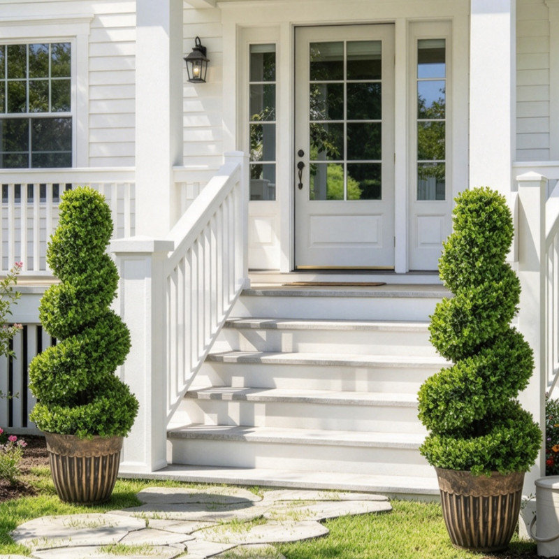 Set of 2 90cm Artificial Topiary Spiral Boxwood Trees with Pots, Fake Plants for Home Indoor and Outdoor Decor