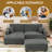 102" Upholstered Deep Seat Chaise Sofa With Ottoman-1430693868-1430693874