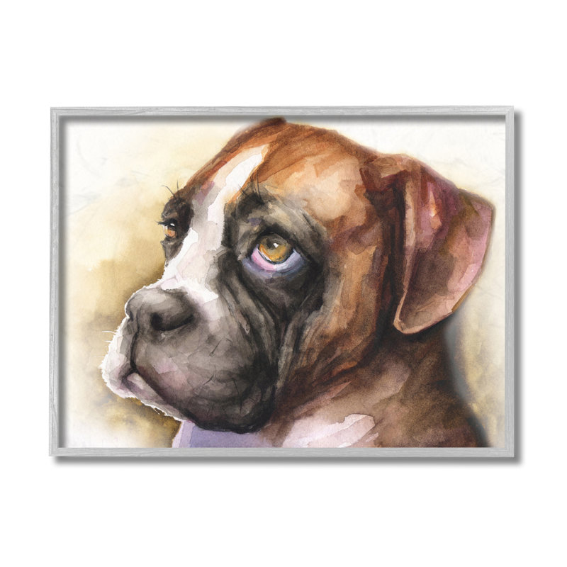 «Boxer Puppy Dog Eyes Adorable Pet» par George Dyachenko - Impression sur toile, H 11 po x l 14 po