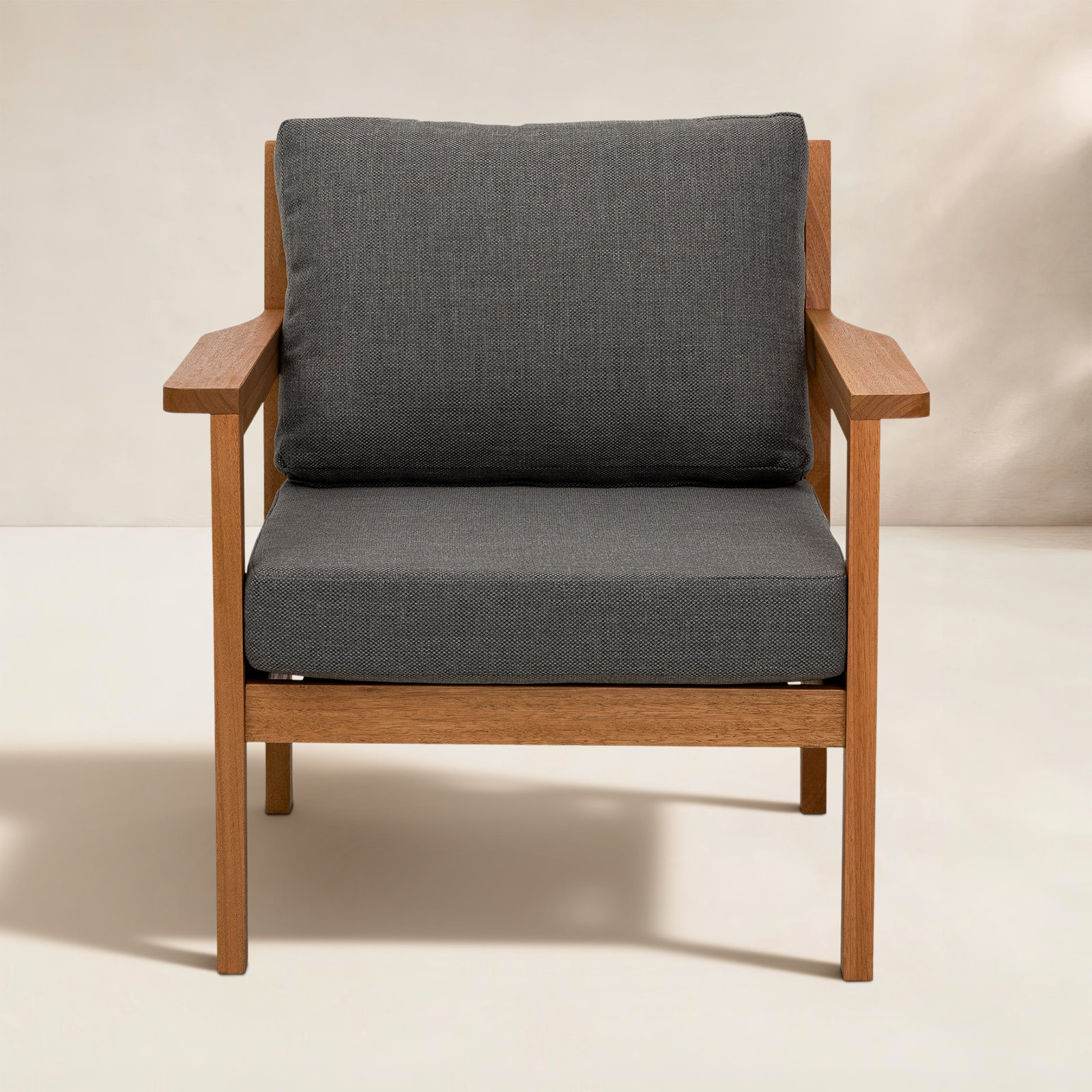 Lanie Eucalyptus Patio Chair with Cushion, Gray