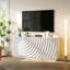 Buffet Paulsboro 59 po avec accent de grain en spirale, meuble de rangement moderne à 4 portes pour la cuisine ou le salon, blanc-1522547013