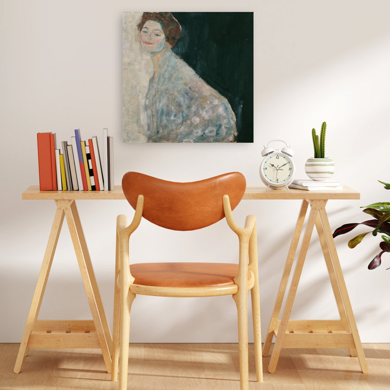 Dame en blanc, 1917-18. Élégant portrait abstrait contemporain de paysage, estampe murale., H 18 po x l 18 po