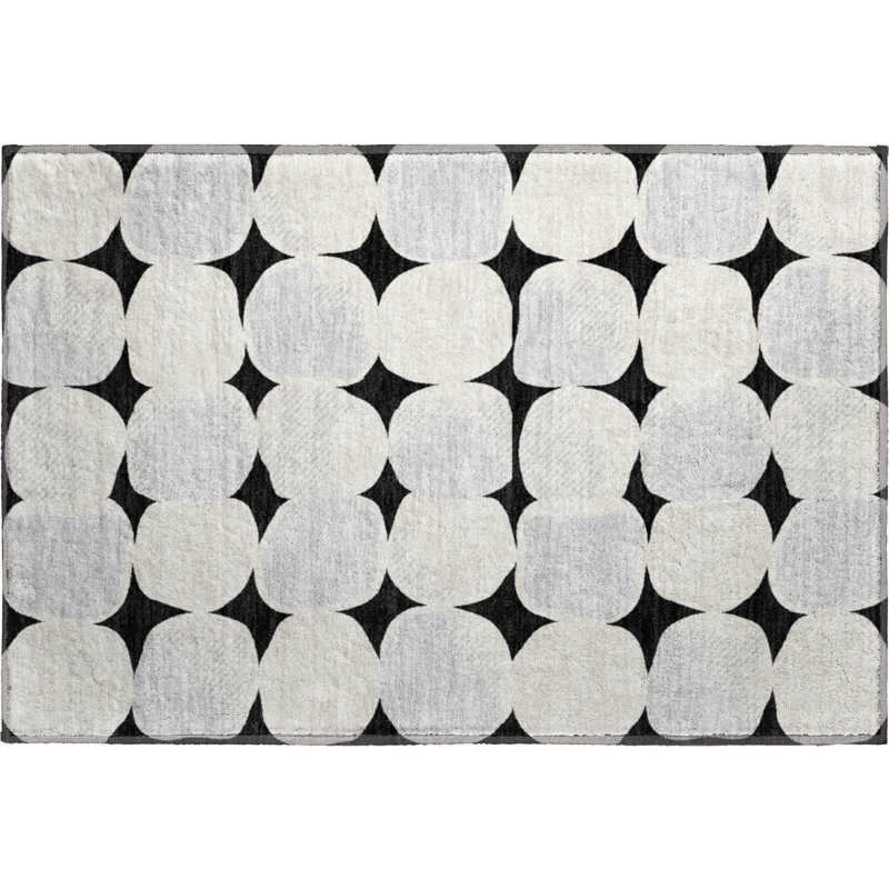 Premium Machine Washable Prisco Black Rug, Rectangle 1'8" x 2'6"