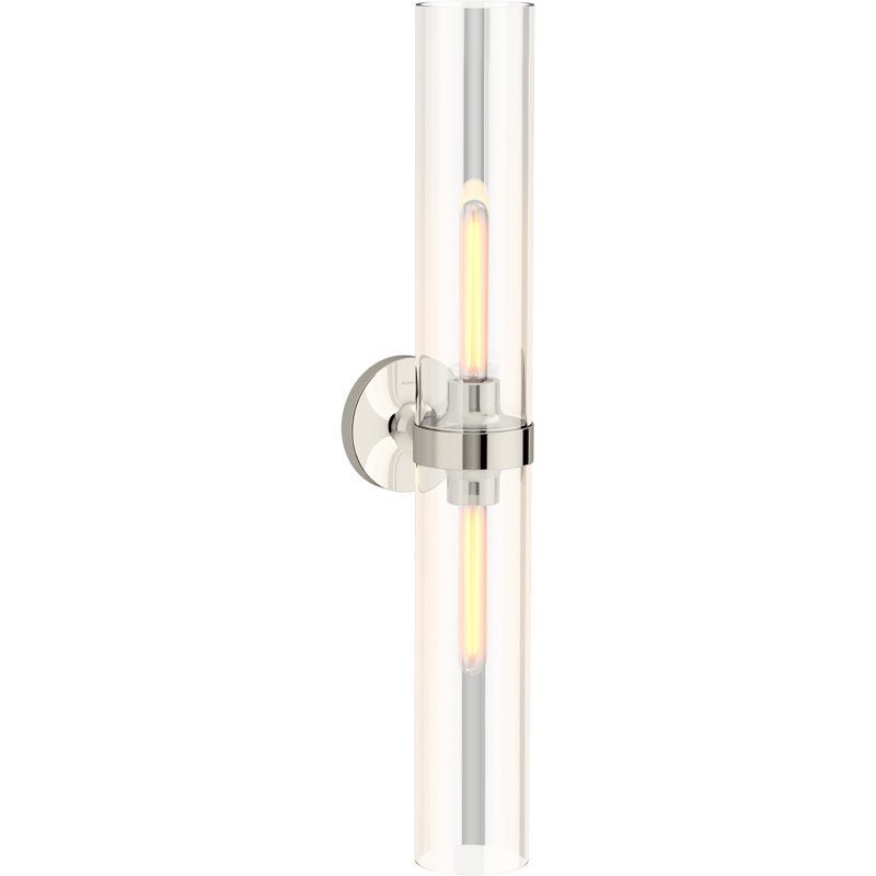 Purist™ 2 Light Indoor Bathroom Vanity Light Fixture, UL Listed, Polished Nickel, 29.3125" H x 4.75" W x 6.875" D