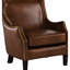Fauteuil en cuir fleur de qualité supérieure, style rétro, véritable simple, brun, aucun assemblage requis, fabrication