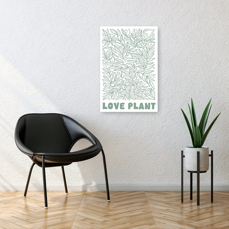 Love Plant Pattern Delicate Modern Organic Nature Plant Wall Art Print 1 Piece Wrapped Canvas Wall Art, 91.44cm H x 60.96cm W
