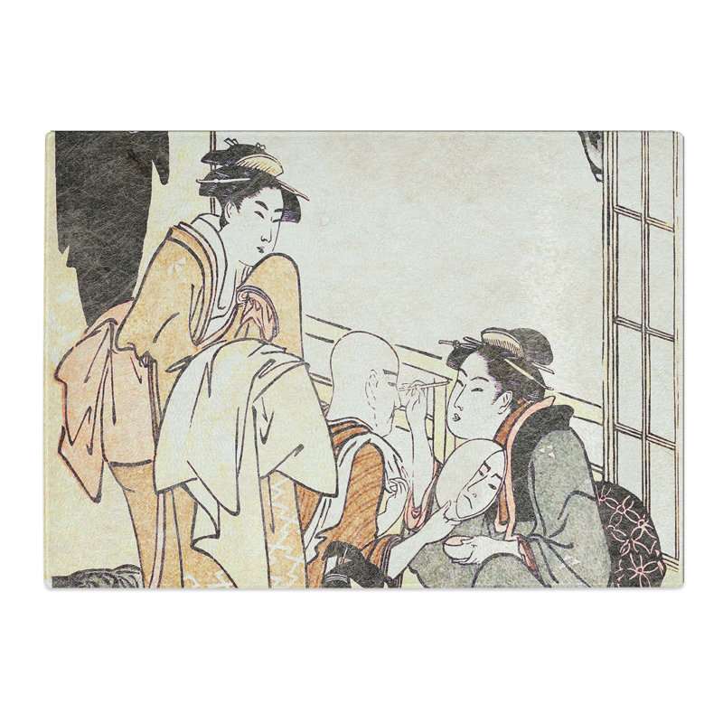 Tempered Glass Dressing the Actor by Kitagawa Utamaro Chopping Board, 28.5 cm x 20 cm