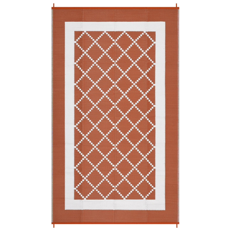Tapis de paille en plastique imperméable Grid pour porche, terrasse, véhicule récréatif, balcon, cour arrière, Orange