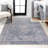 Shaii Global Medallion Low-Pile Machine-Washable Blue/Light Gray Rug-657401760