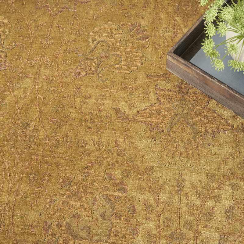 Tapis d'intérieur doré Williston Forge Kammie, Rectangle 8 pi 6 po x 11 pi 6 po