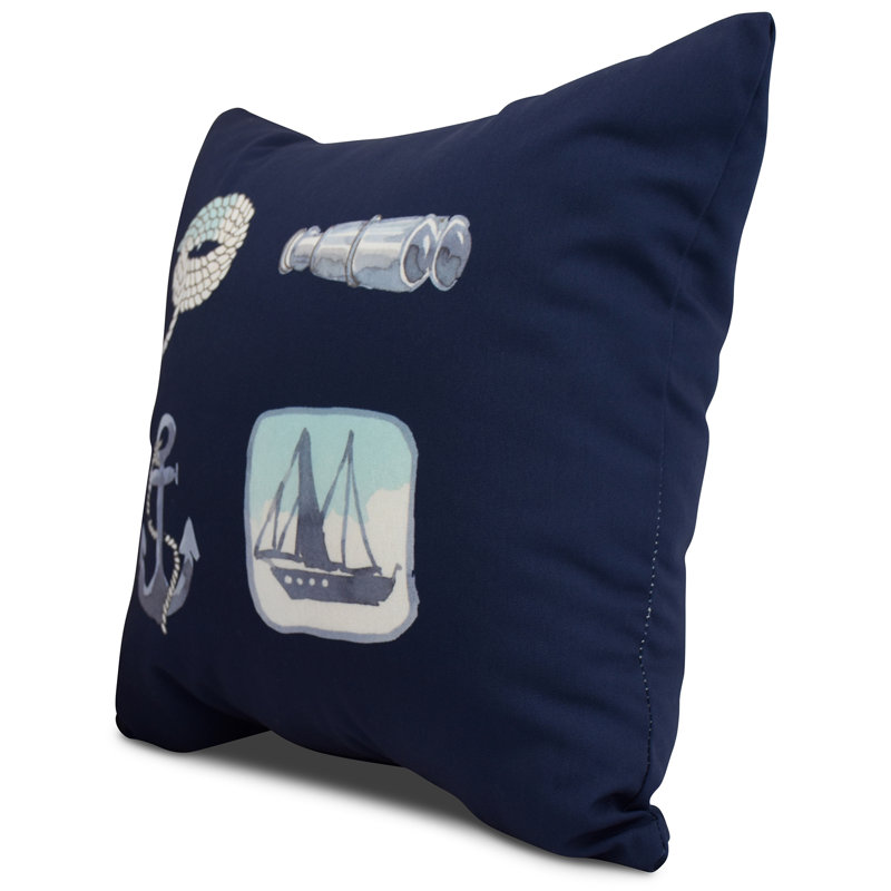 Nantucket Reversible Throw Pillow, Navy, 16" x 16"