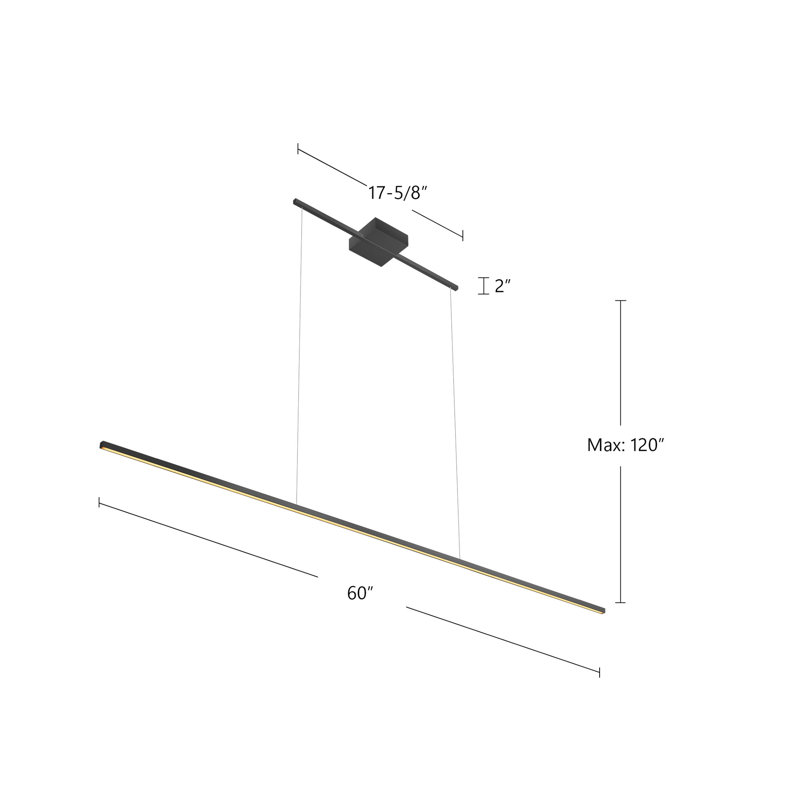 Luminaire suspendu pour îlot de cuisine 1 lumière Vega Minor, 0.5" H x 60" W x 0.5" D